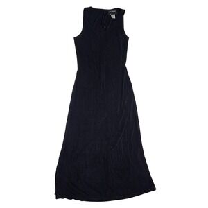 John Roberts Black Sleeveless Maxi Dress Size 6 Scoop Neck Keyhole Back Evening